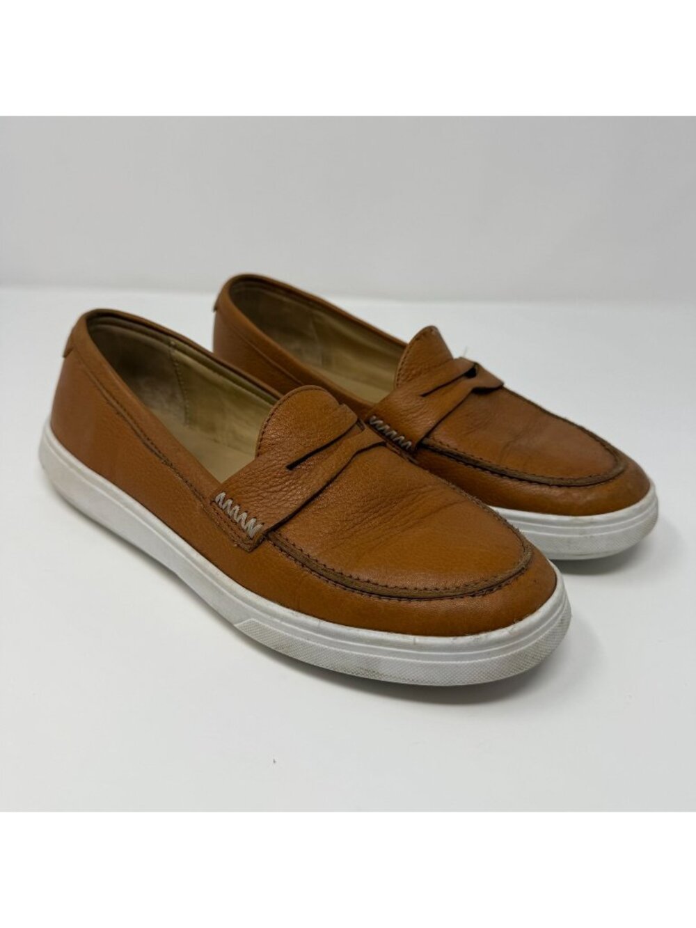 Patina Boardwalk Penny Loafers Brown Leather Slip On Womens 9.5 Preppy Leather
